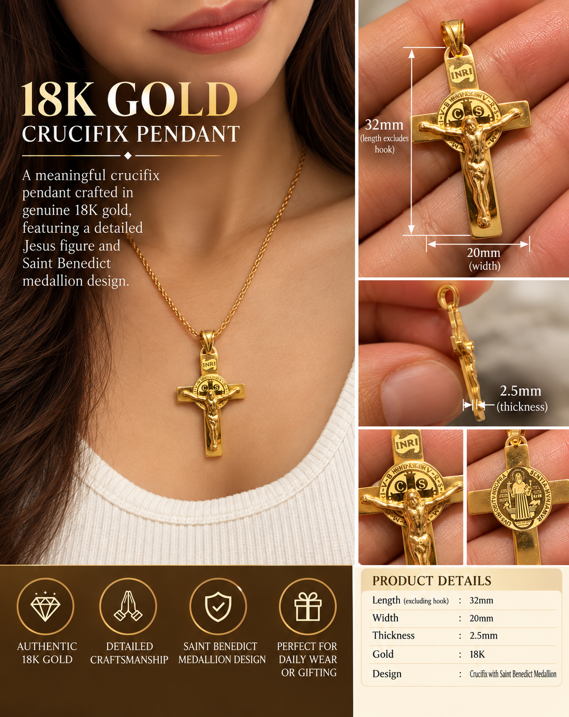 18K Gold Pendants – Iconic Designs