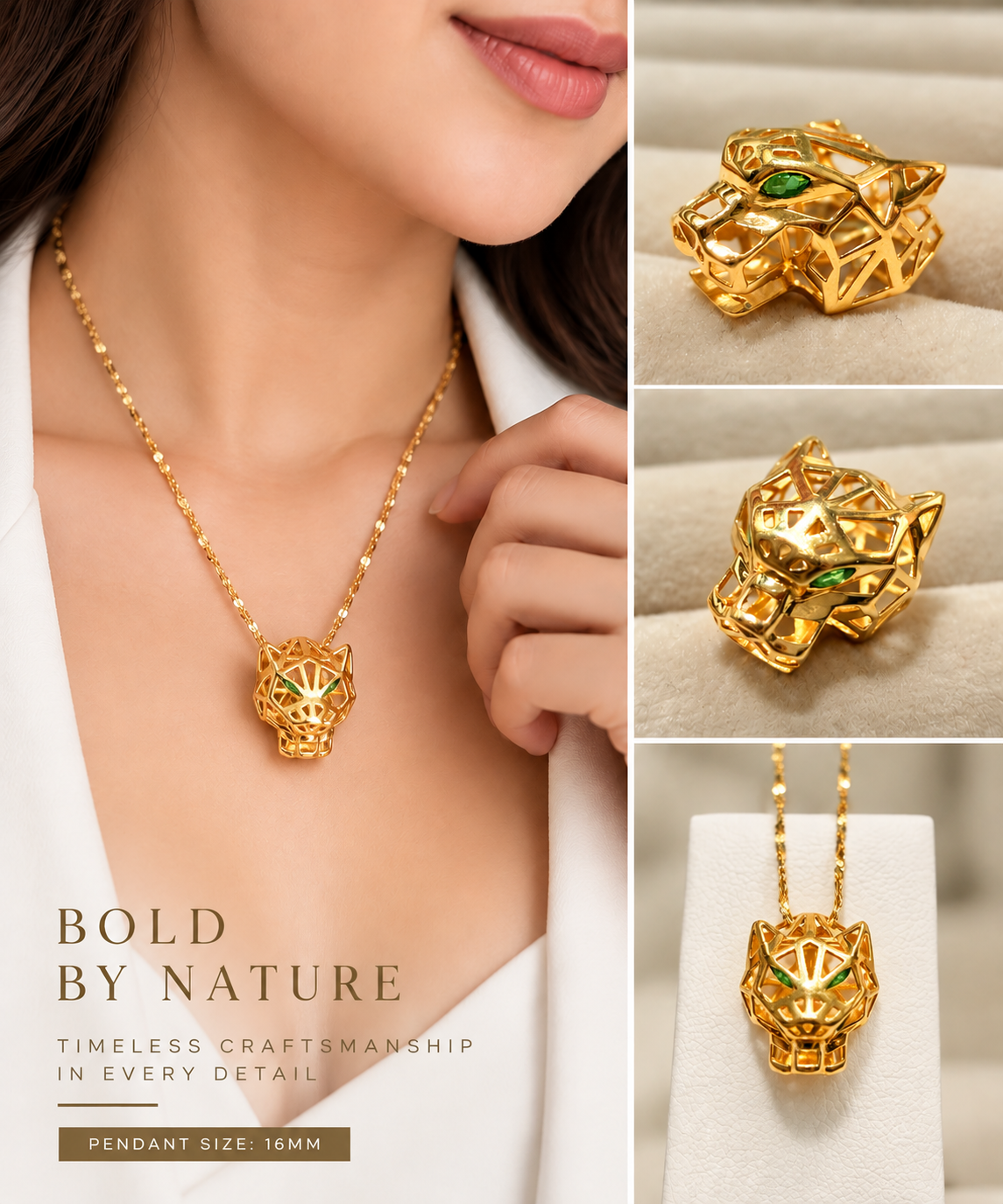 18K Gold 19mm Panther Pendant 🐆💛, P89, Statement Luxury Jewellery
