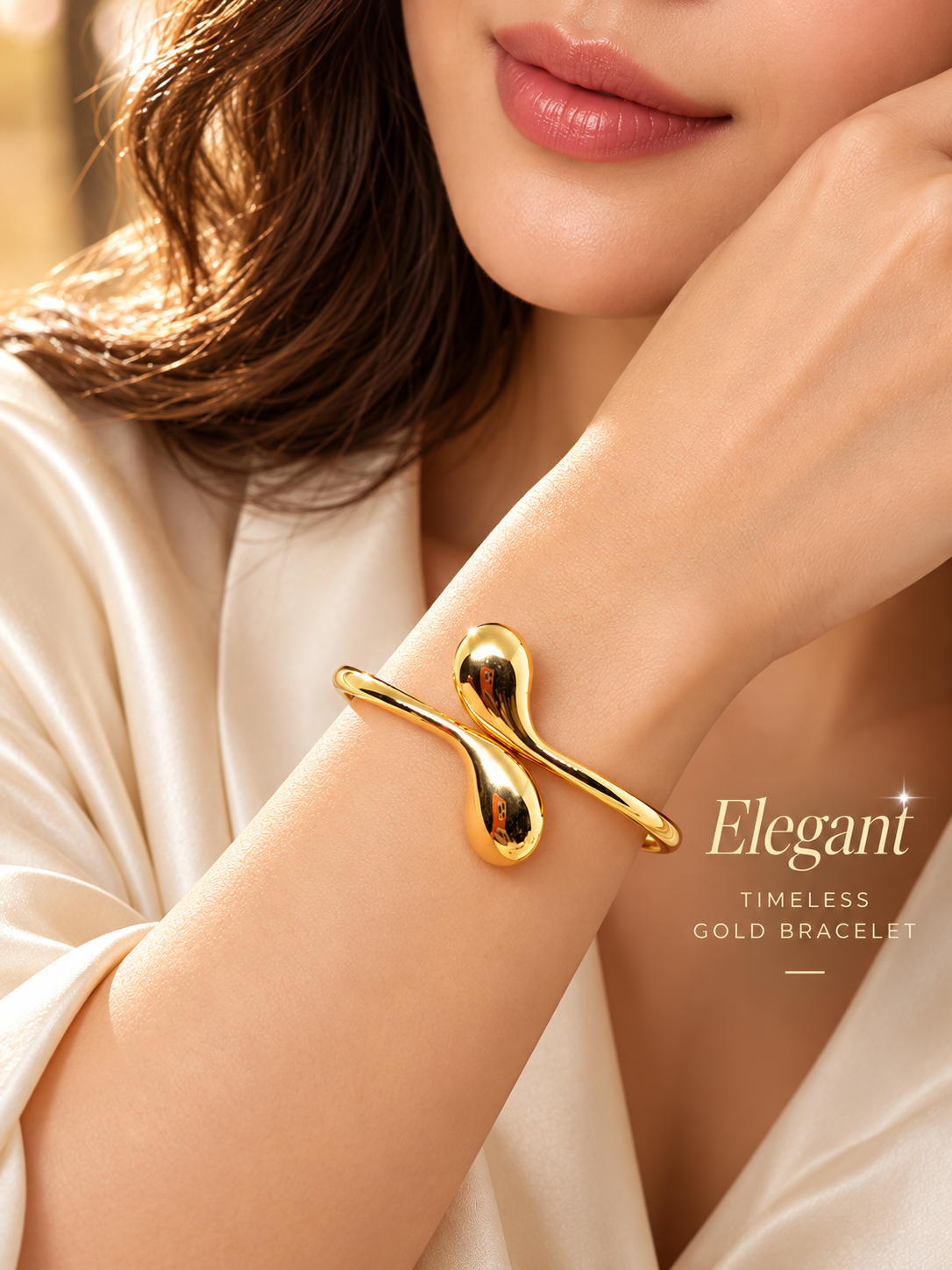 18K Saudi Gold Teardrops Twist Bangle BL07, 6.05g, 16.5cm