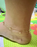 18K Saudi Gold Beads Anklet A02, 750 Hallmark, Pawnable, Ladies Gold Jewellery